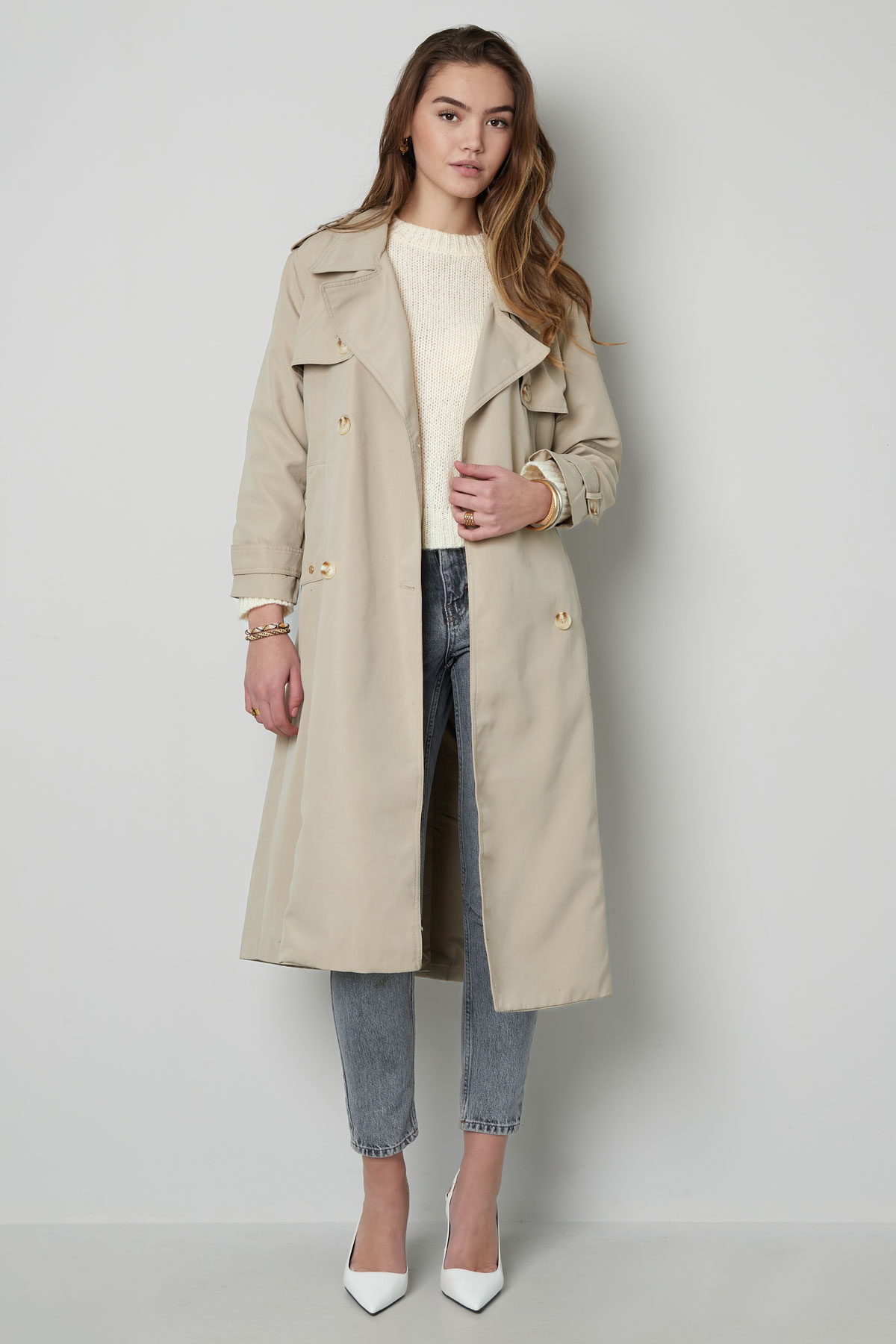 Long basic trench coat - sand S h5 Picture3